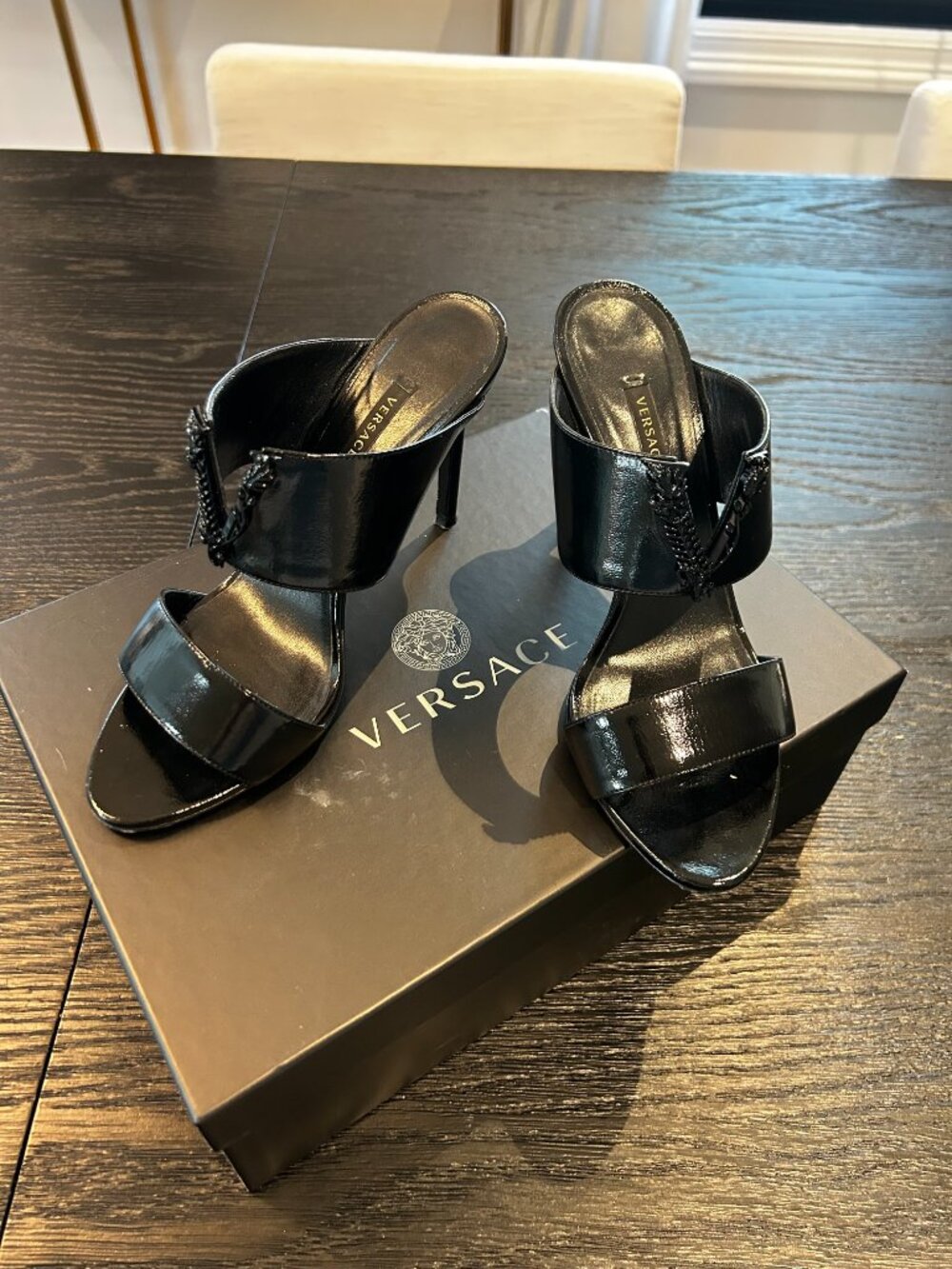 Versace Black Patent Leather Heels